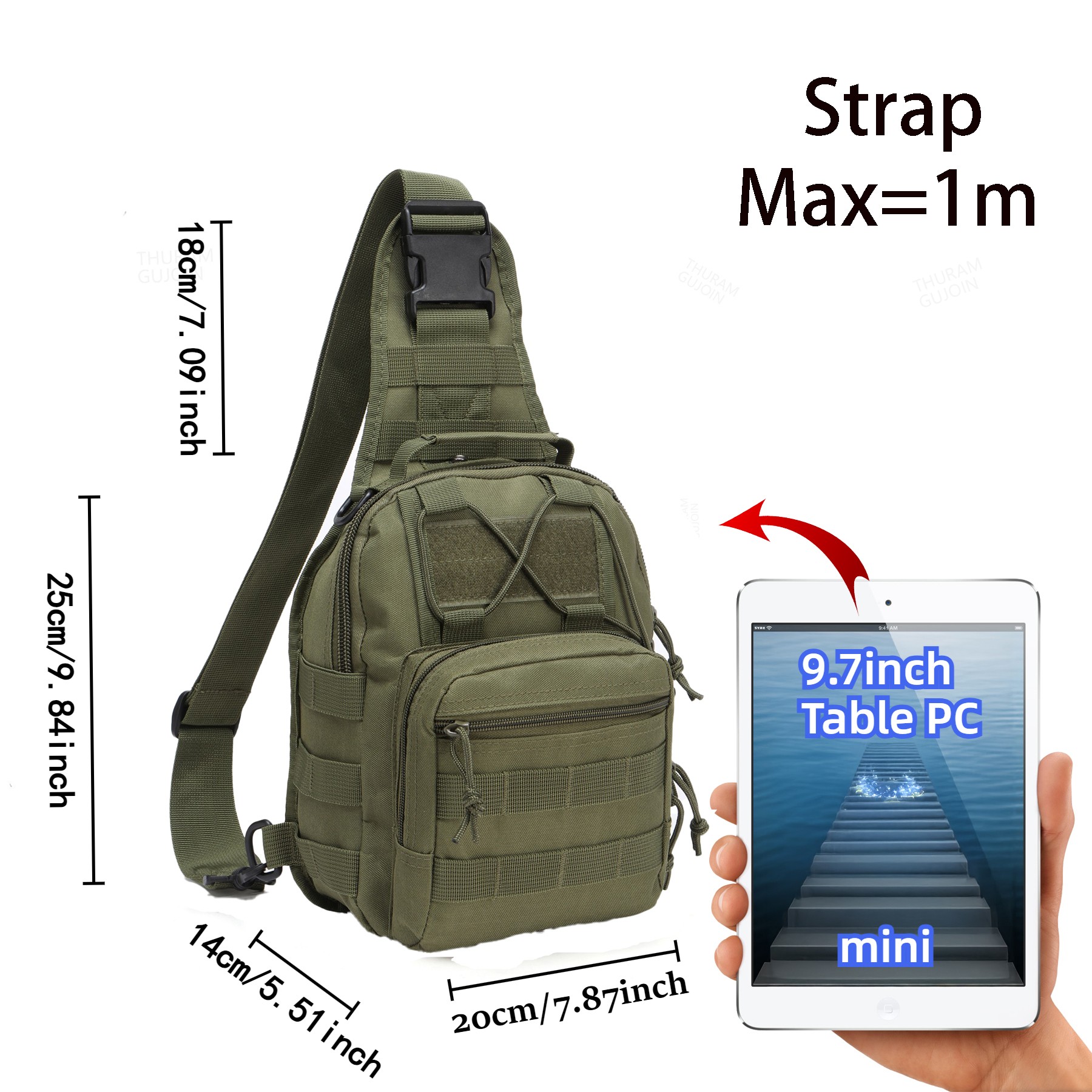 THURAM Уличная тактическая сум – обзор и цена Sling Backpack Shoulder